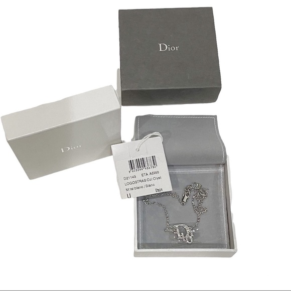 DIOR Silver Hoop XL Earrings Oblique Swarovski Crystal Vintage Authentic
